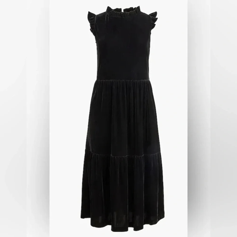 J Crew Velvet Tiered Midi Dress Long Dress Size 4